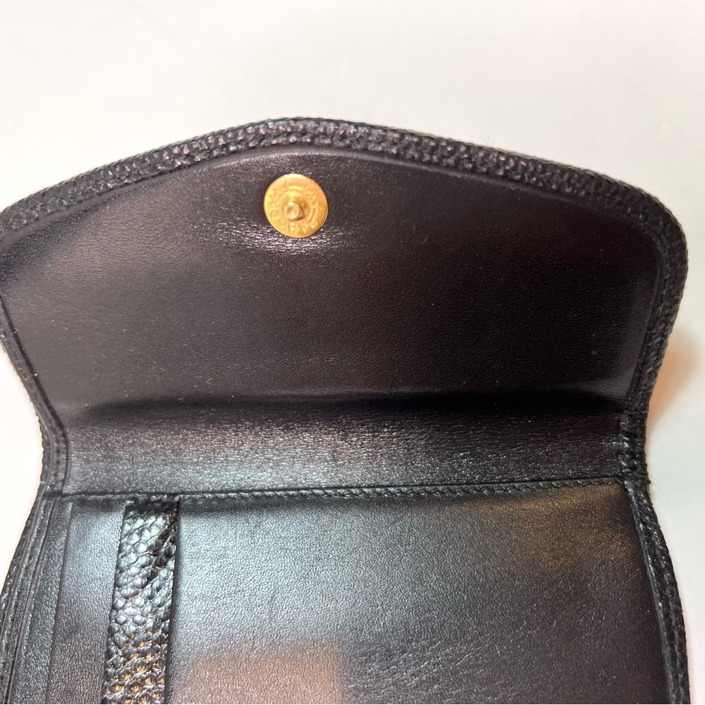 Vintage Judith Leiber Tri-fold Black Leather Wallet Credit Card Holder - Picture 8 of 14